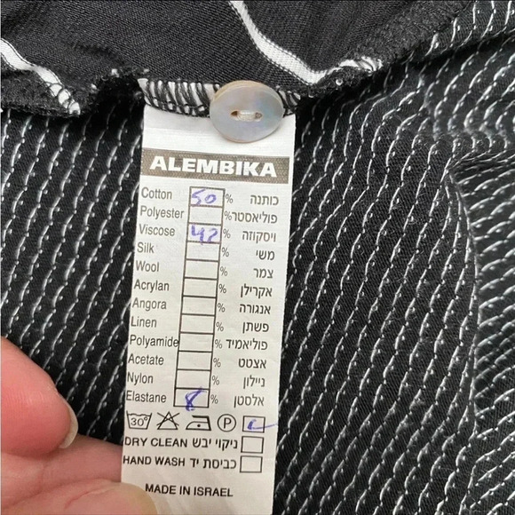 Alembika Polka Dot Stripe Mixed Media Tunic Top Black White Sleeveless Sz 2 / M - Picture 12 of 13